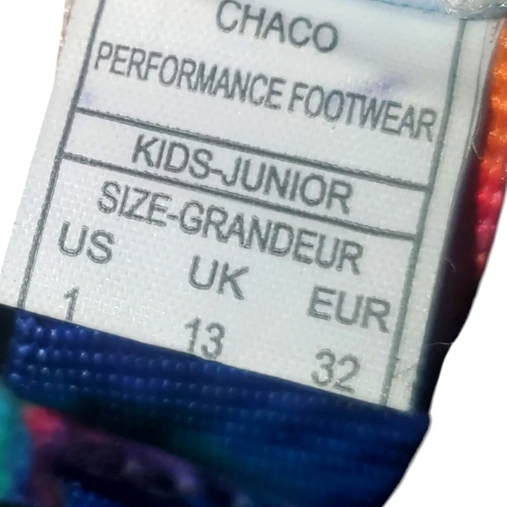 🔥CHACO Chillo Rainbow Tie Dye Strappy Slide-on Sandals Kids-Juniors SZ 1 Unisex